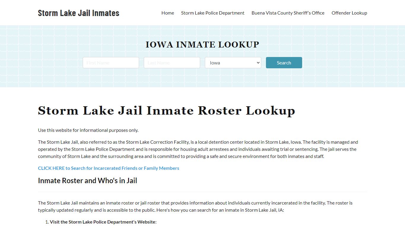 Storm Lake Jail Inmate Roster, Buena Vista County, IA, Offender Search